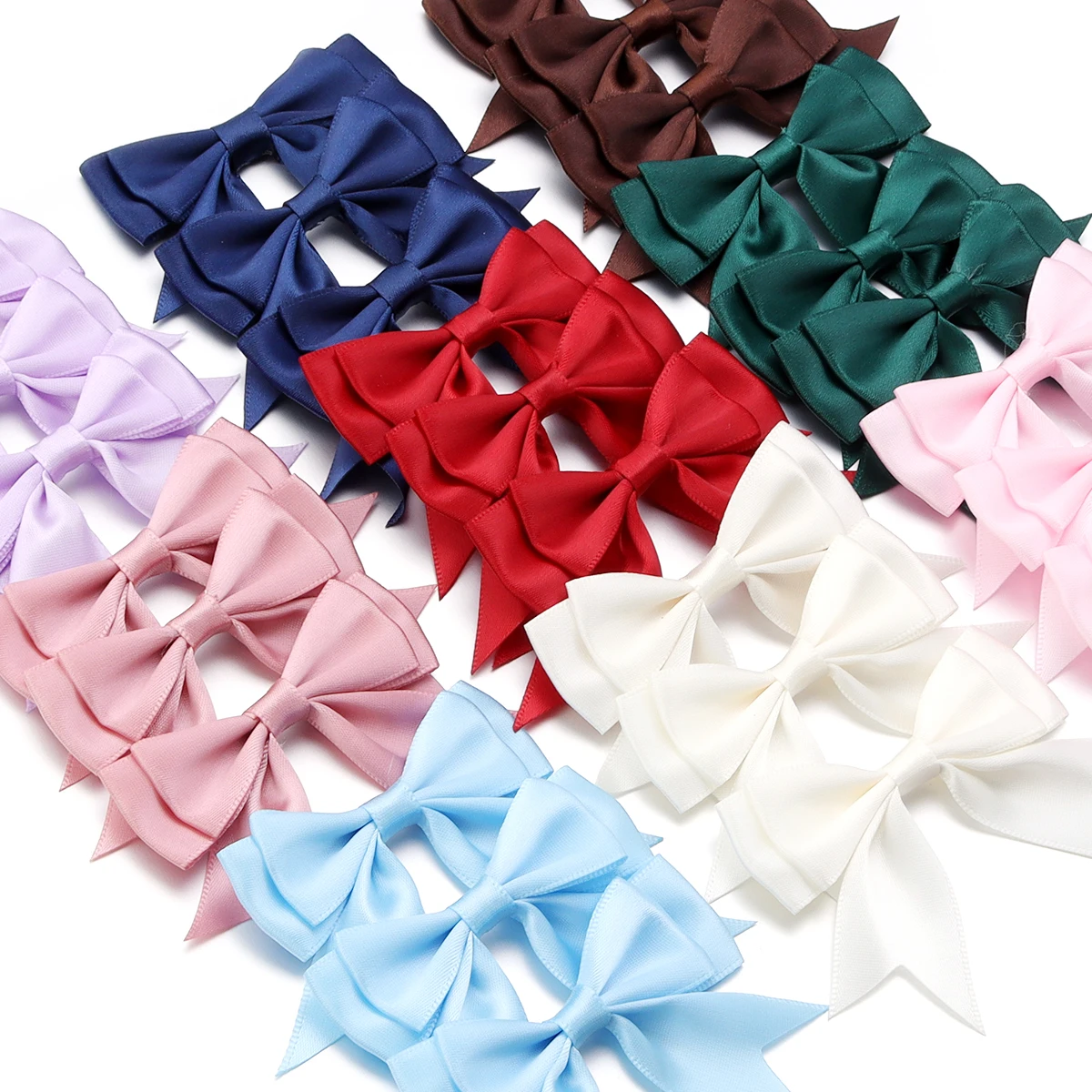 10Pcs 6*7cm Colored Ribbon Bows Large Size Dacron Double Layer Ribbon Bow Flower Craft Decoration Handwork DIY Party Decoration