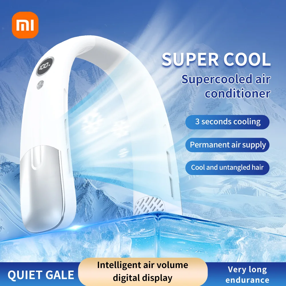 

Xiaomi 8000 мАч USB подвесной вентилятор на шею портативный безлопастной мини перезаряжаемый бесшумный светодиодный цифровой дисплей электрический воздухоохладитель портативный