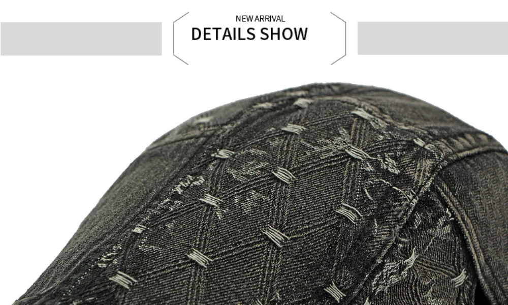 HT4728 Herren- und Damen-Baskenmützen, Verstellbare Ivy-Flatcaps, Künstler- und Malermützen für Frauen, 100% Baumwolle, Hochwertige Denim-Baskenmütze – Detail 5