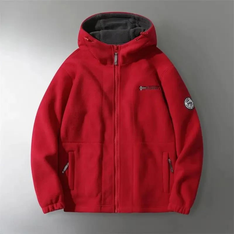 Veste d'hiver épaisse en polaire Double couche pour hommes, vêtements chauds Anti-froid à capuche, g