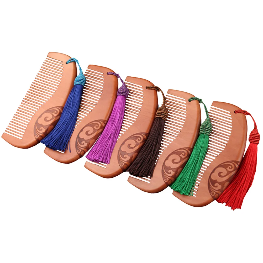 

5pcs Clouds Styling Hair Comb Wood Hair Comb for Women Tassels Material Durable Retro Hairstyling Gifts