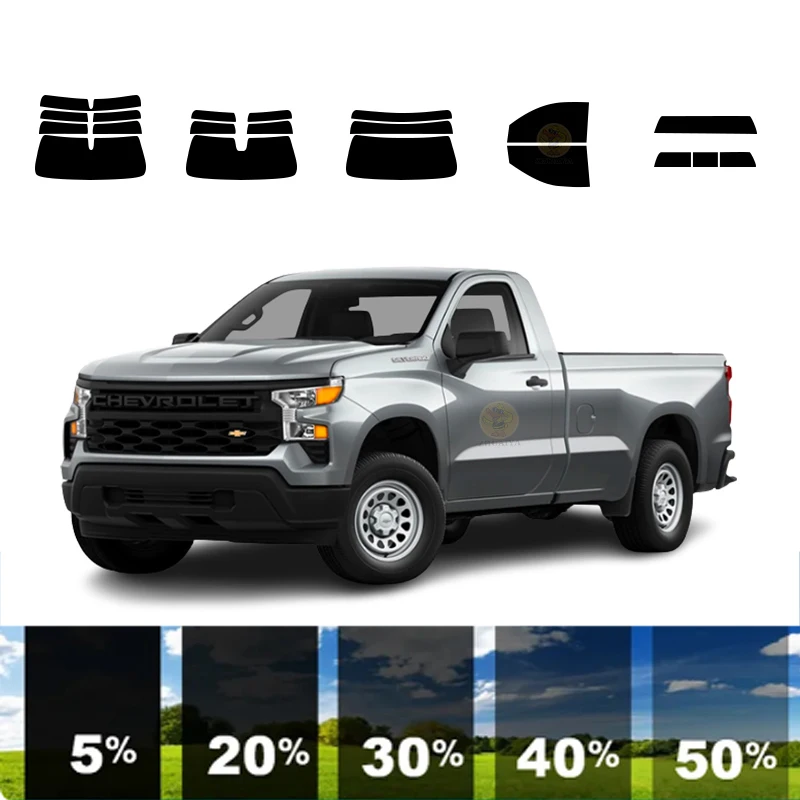 precut Removable Window Tint Film For Car 100% UVR Heat Insulation Carbon ﻿For CHEVROLET SILVERADO 1500 2 DR PICKUP 2019-2023