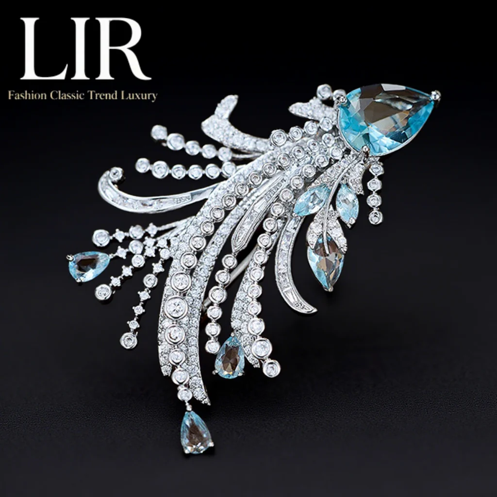 

LIR Women's Phoenix Feather Brooch: AAA Zircon Inlaid, Colorful Gem, Elegant Fashion, Anti-Exposure Jewelry