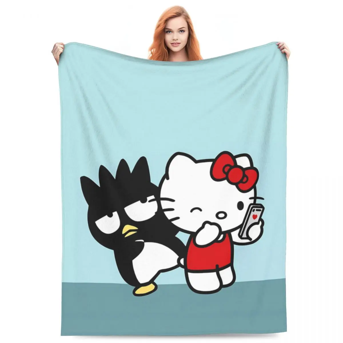 Bad Badtz Maru Hello Kitty Blanket Quality Warm Soft Throw Blanket Autumn Travel Office Couch Bed Novelty Bedspread