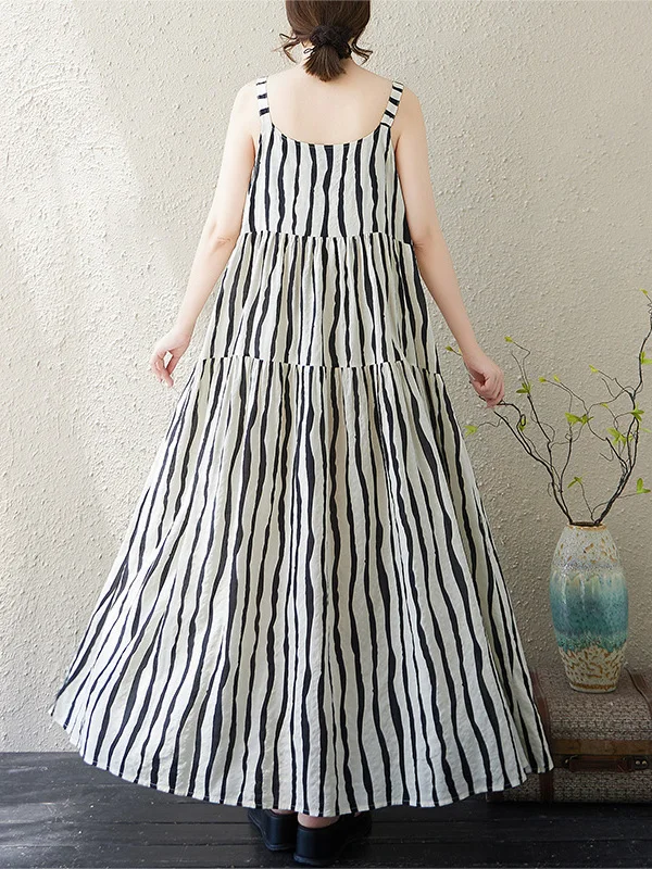 

Художественное платье макси Dr большого размера с принтом, женское свободное удобное хлопково-льняное платье на бретельках, повседневная одежда, тонкое для дома и улицы...