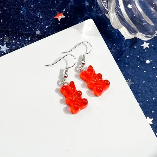 Leslie heiß verkaufen schöne bunte Harz Glitter Gummibärchen Ohrringe für Frauen Mini Bär Ohrring Bff Mädchen Kinder Geburtstags geschenke – Detail 22
