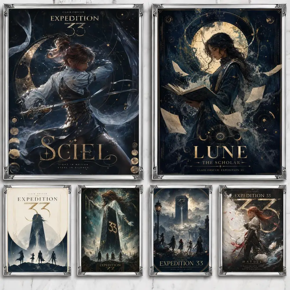 game C-Clair O-Obscur Expedition 33 Poster Self Adhesive Wall Decor Waterproof Removable for Bedroom Living Room bar Gift