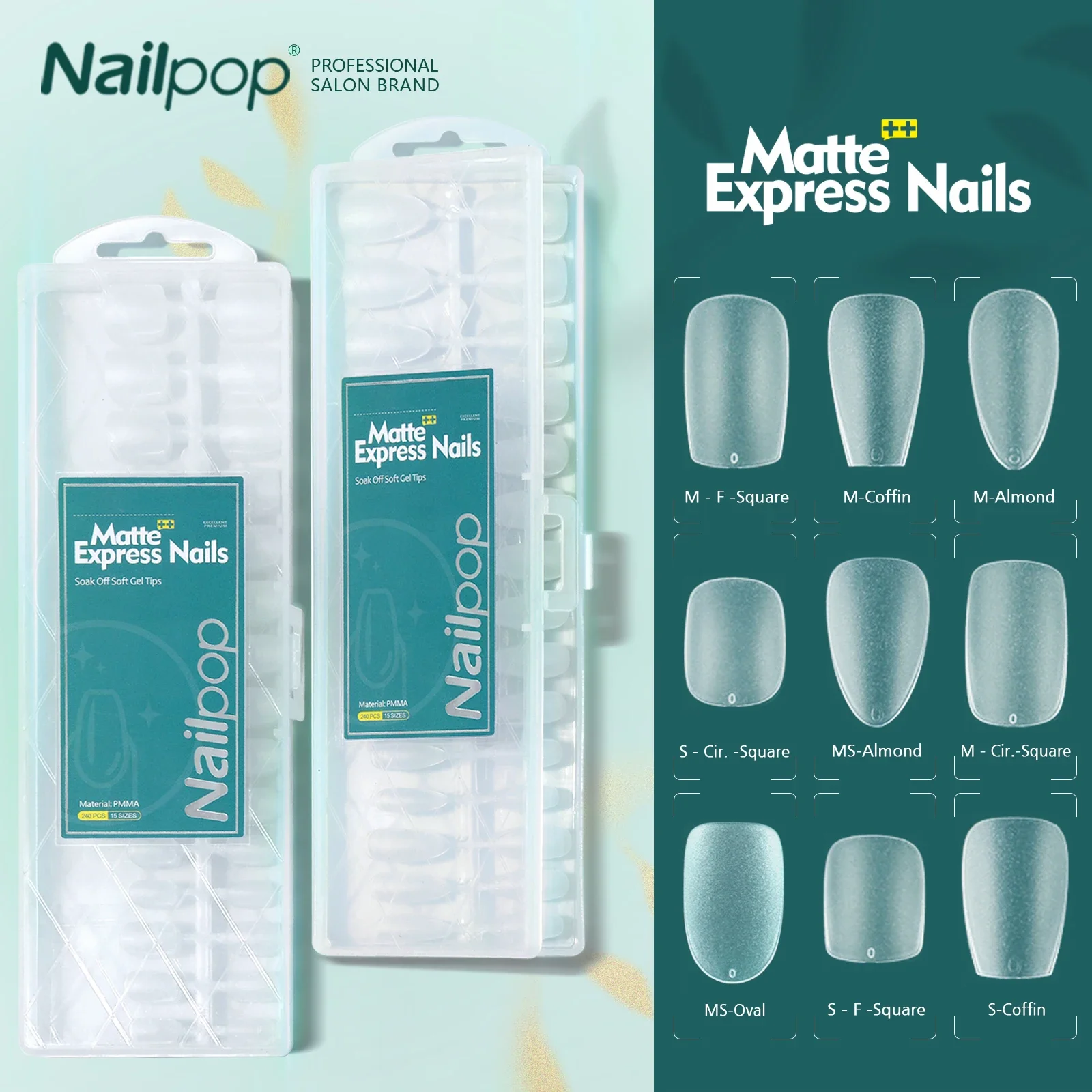 Nailpop 240 Chiếc Matt Móng Viên Thương Hiệu Thiết Kế Mới Gel Mềm Đầu Móng Tay Cho Mở Rộng Cao Matte Thể Hiện Móng Tay Cao Cấp dụng Cụ Làm Móng