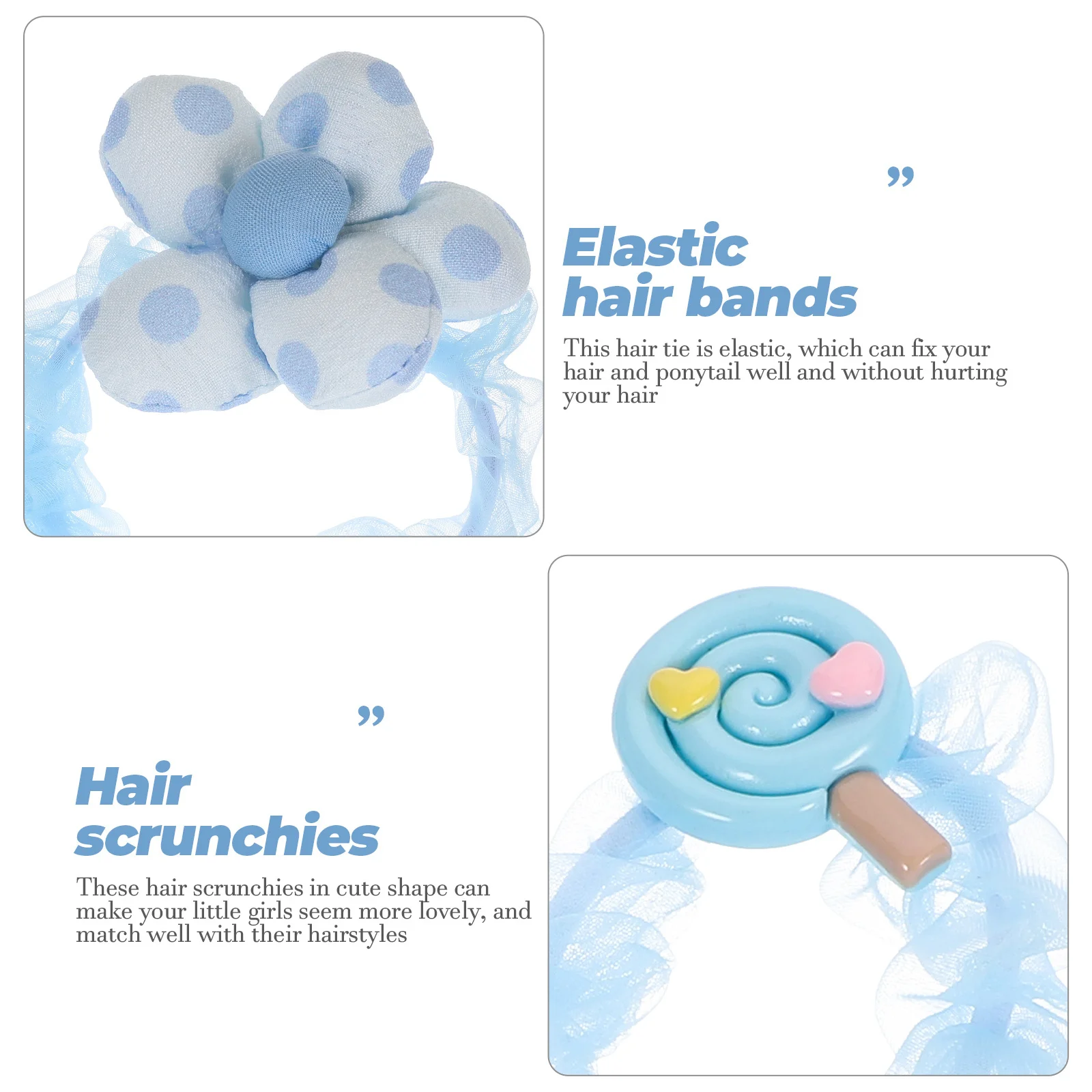 

5Pcs Cute Elastic Hair Bands Girls Scrunchies Toddler Ties Ponytail Holders Durable Fabric Resin Plastic Cute Hair Scrunchies