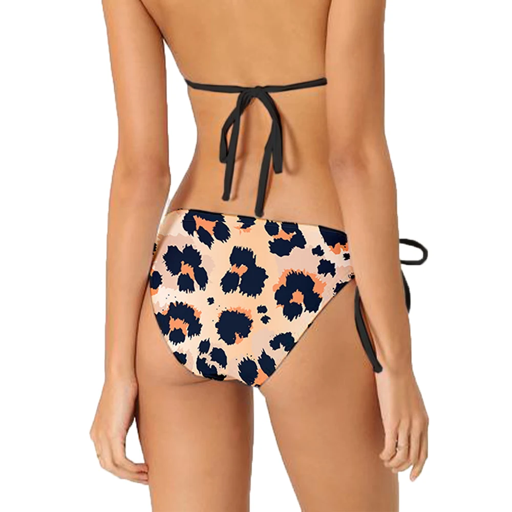 Women's halter sexy leopard print printed swimwear women's fashion fun printed bikini two-piece summer beach surfing vacation