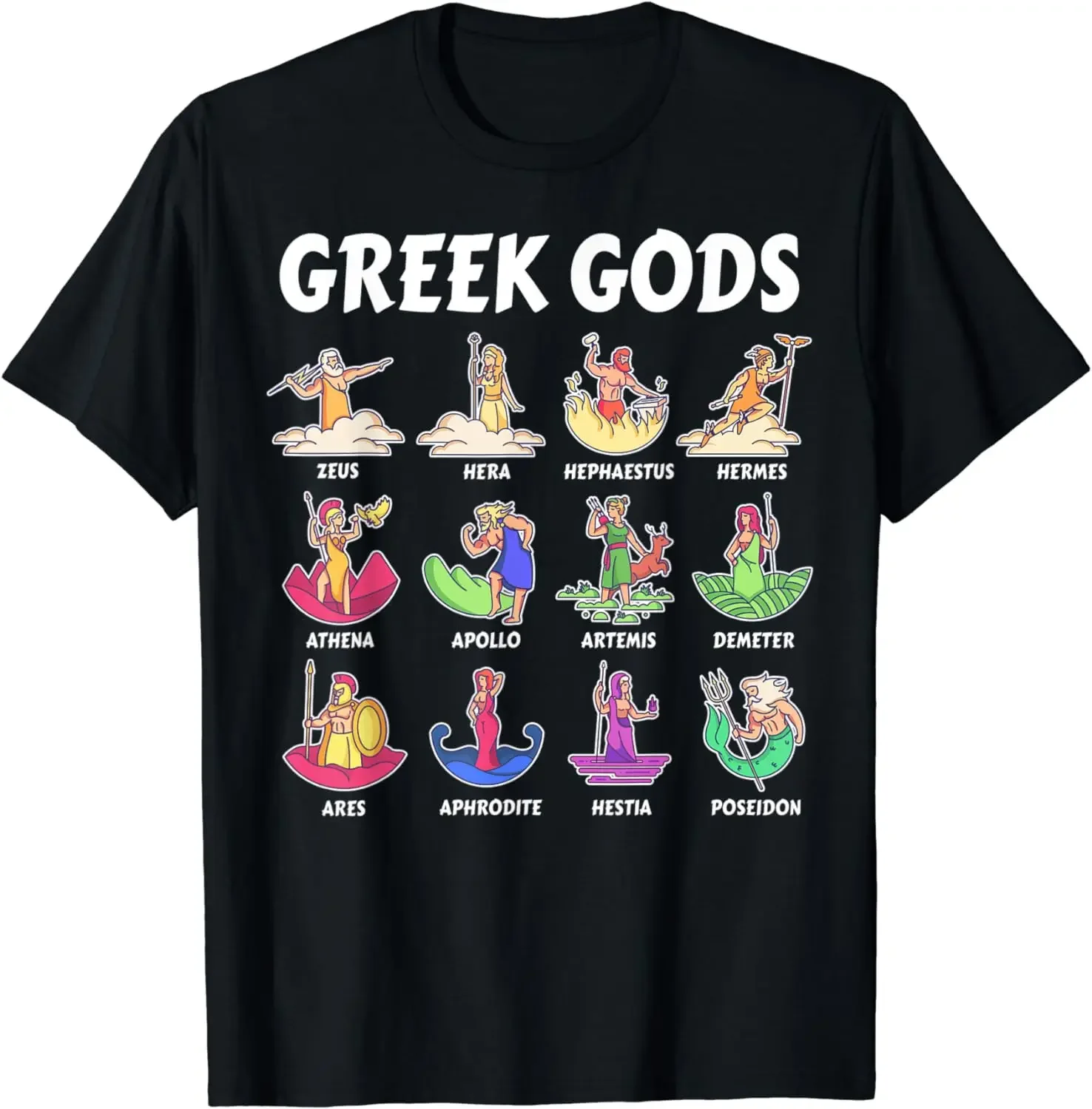

Ancient Greek Mythology Gods Icon Print Art T-Shirt 100% Cotton O-Neck Summer Short Sleeve Casual Mens T-shirt Size S-3XL