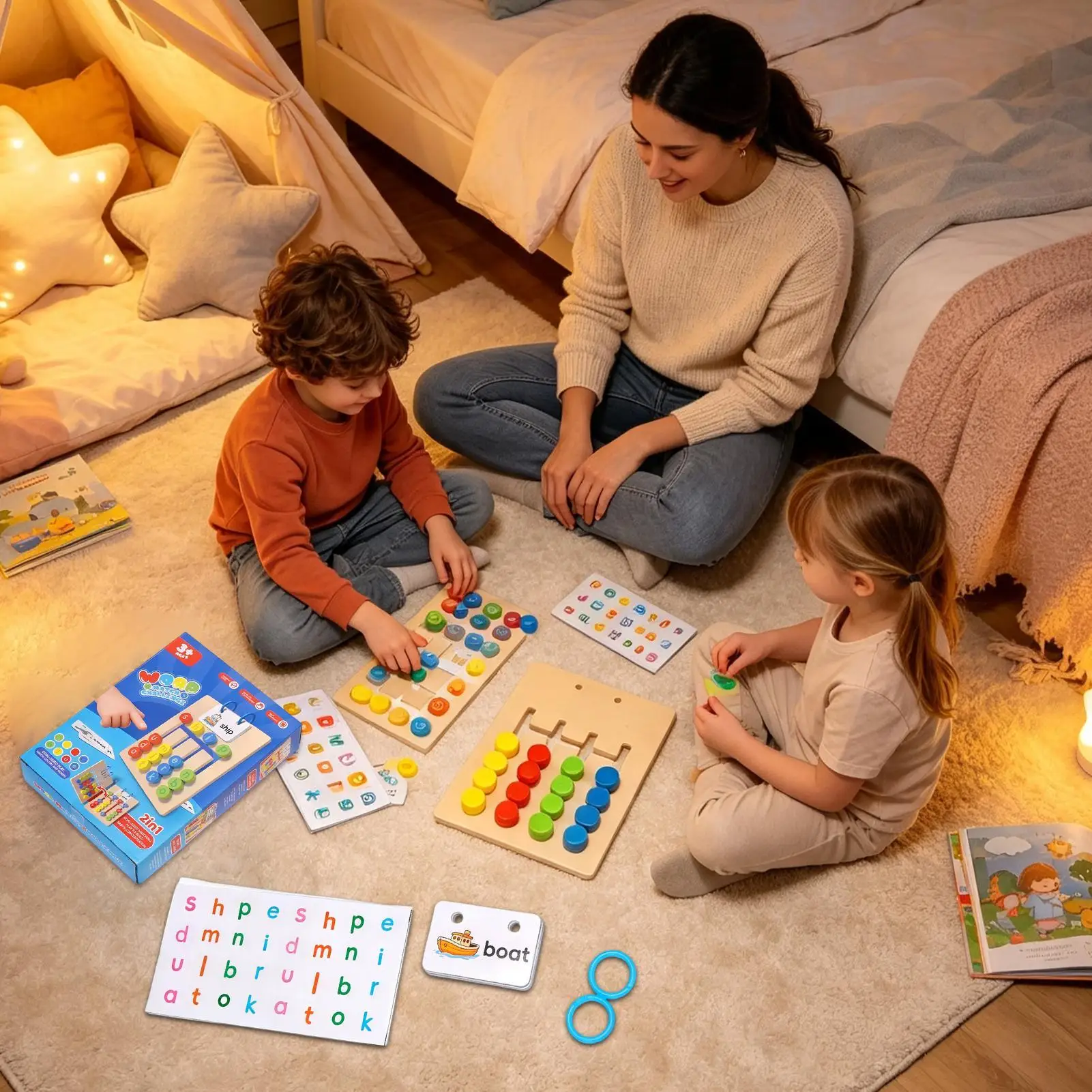 Word Games For Kids Educational Interactive Wooden Letter Toys Alphabet Games Learning Toys For Kids Aged 4-8 Classroom