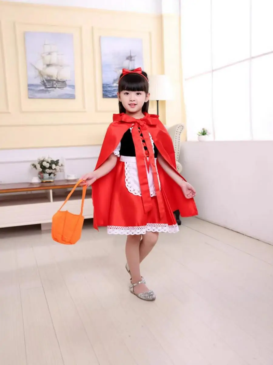 زي تنكري للأطفال على شكل أميرة الهالوين، ملابس تنكرية للفتيات الصغيرات على شكل ليلى والذئب، ملابس أداء للنساء البالغات #1