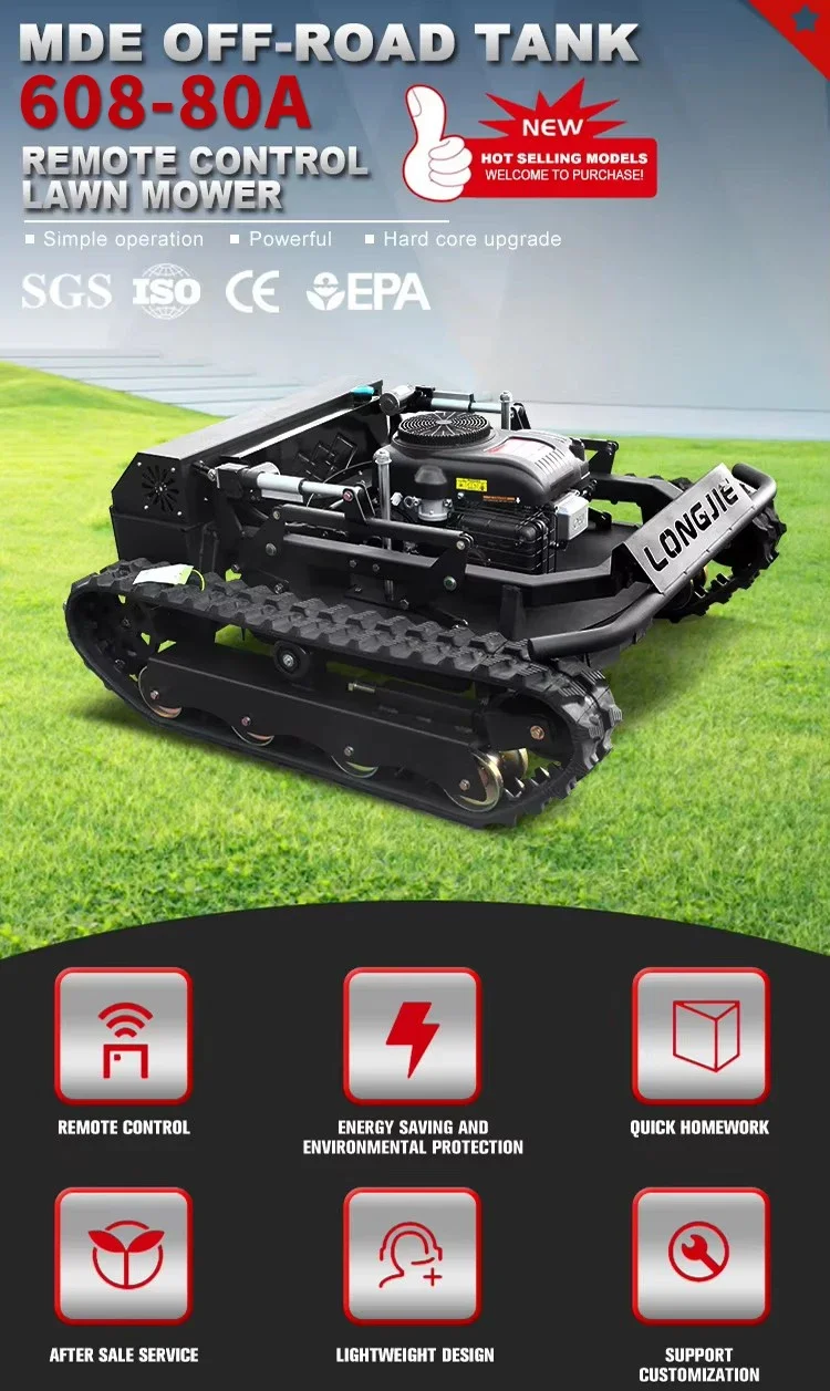 

608-80A High Power Multi-Function Crawler Mower Park and Forestry Greening Pruning Farm Weeding Robot Remote Control Lawn Mower
