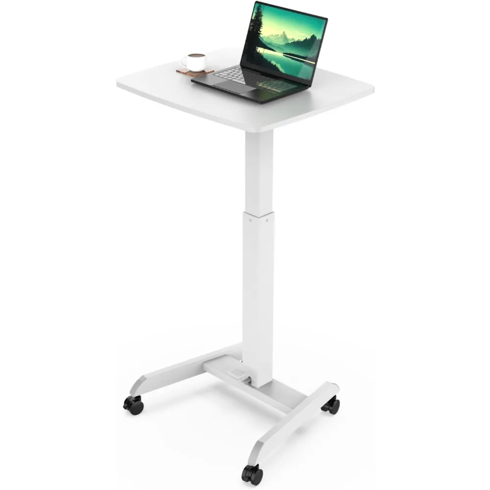 

Rolling Laptop Desk Adjustable Height Mobile Workstation Cart Desktop, Small Sit-Stand Desk for Home, Office, or Classroom