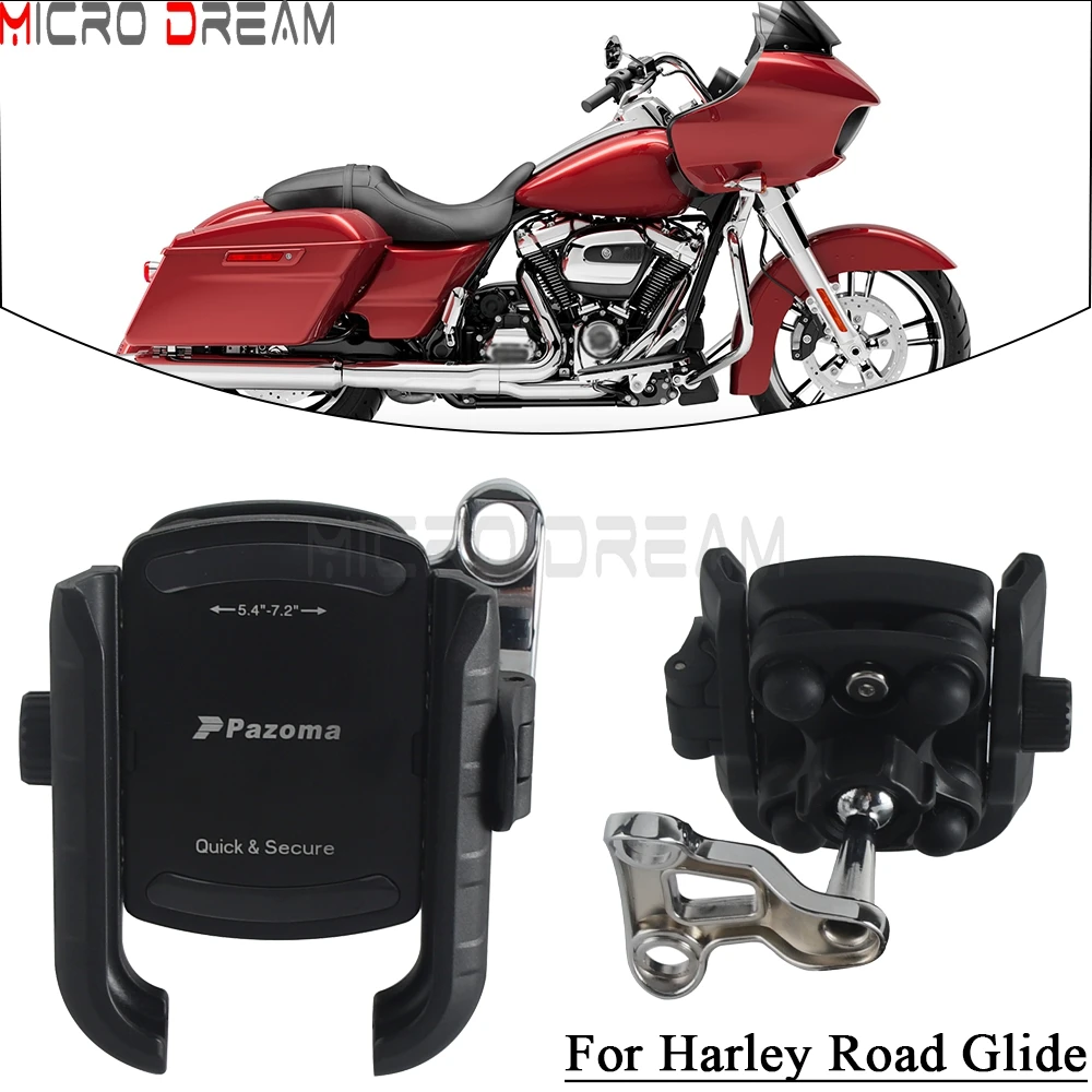 

For Harley Road Glide FLTRX Limited FLTRK Special FLTRXS Ultra FLTRU Motorcycle Phone Holder Bracket Shock Absorpt Phone Stand