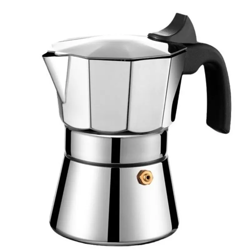 ABDJ-150/300Ml Octagonal Mocha Pot, Shock-Resistant Mirror-Like Italian Coffee Maker Stainless Steel Stove Top Hand Brewing B