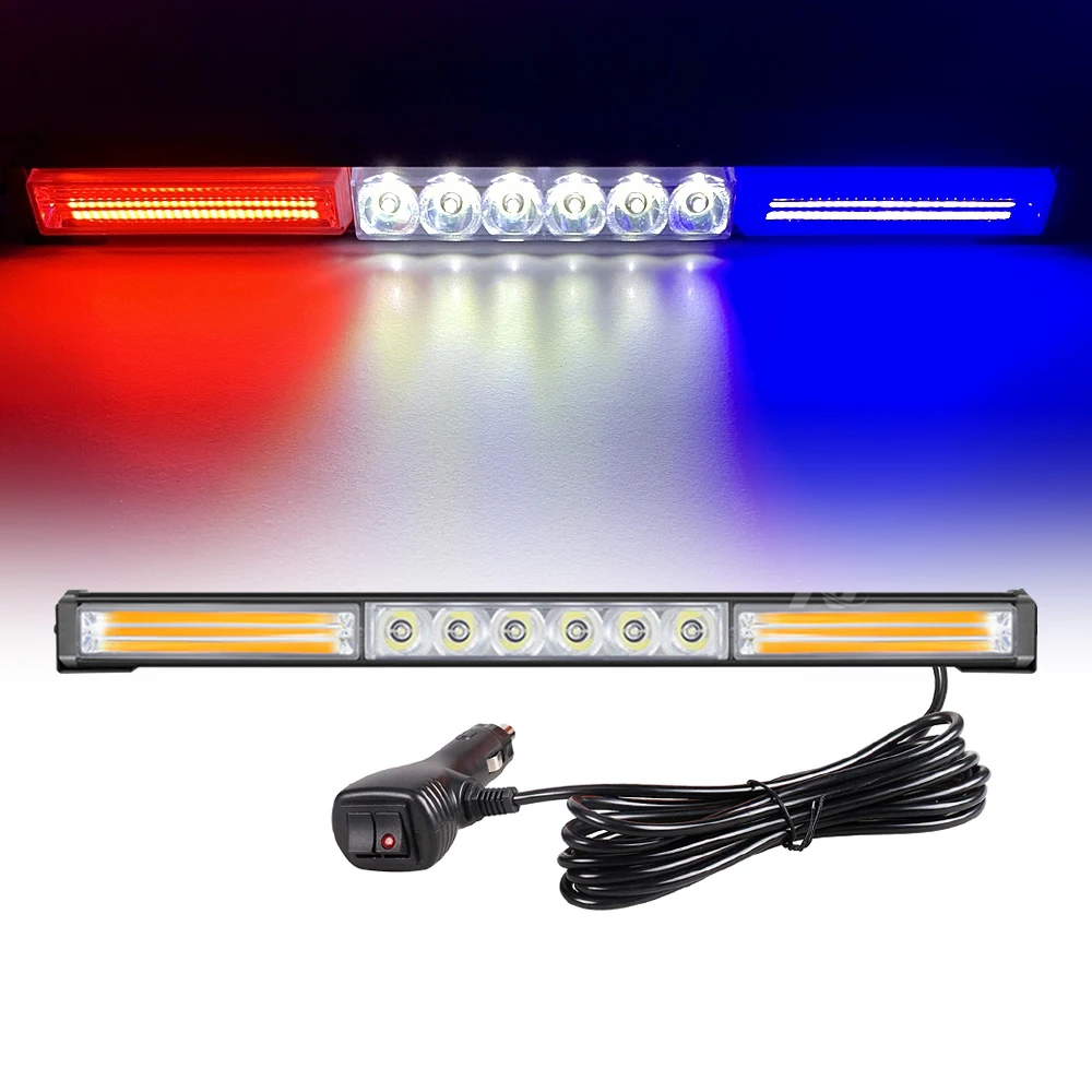 Red White Blue LED Flash Lights Car Truck Fireman Police Strobe Emergency Warning Lights Bar COB Signal Lamp Beacon 12V 24V