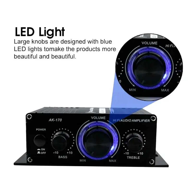 B31B Wireless HiFi Stereo Audio Power Amplifier, 200W+200W Home Car Amplifier with RCA Input, 2-CH 12V DC, Aluminum Alloy Body,
