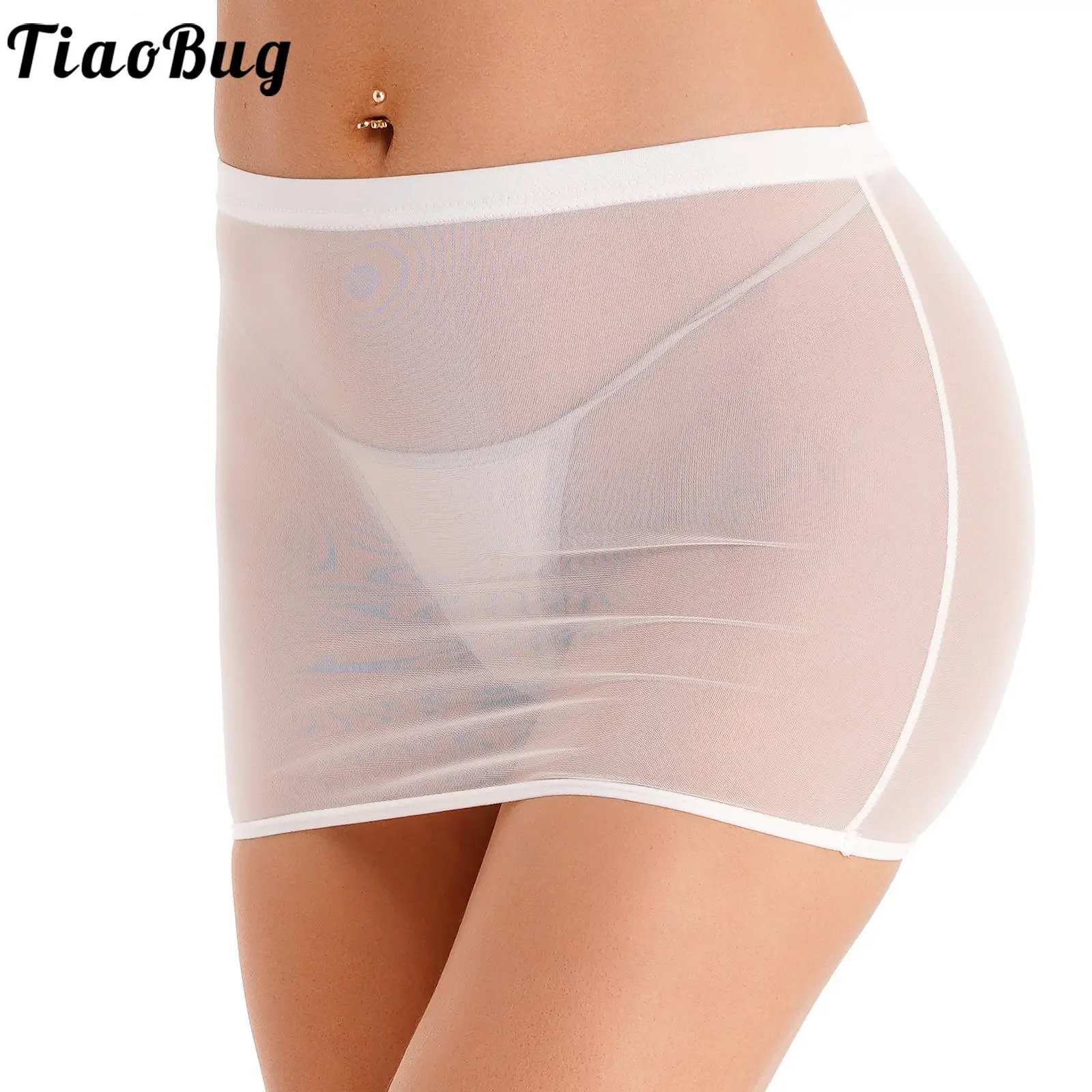 Stretchy Womens Sexy See Through Sheer Mesh Miniskirt Package Hip Ultrashort Mini Skirt Low Rise Elastic Waistband Pencil Skirts