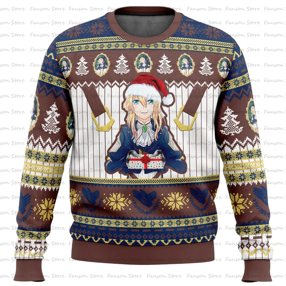 Pull de Noël en verre pour hommes et femmes, sweat à capuche A-Cartoon Anime, sweat-shirt de couple, vêtements de jardin, pull d