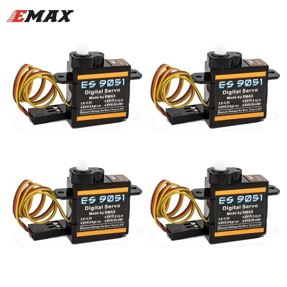 In Stock New 1/4pcs EMAX ES9051 4.3g Digital Servo Plastic Gear 0.8kg Torque for RC Model Airplanes Car and boat Robot DIY Parts