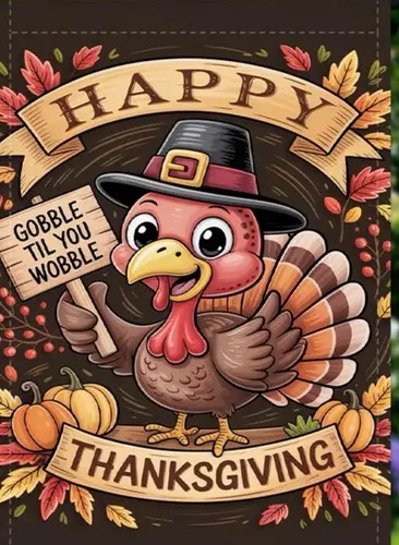 Happy Thanksgiving Turkey Garden Flag- 12”x18” JJE DDI GGX