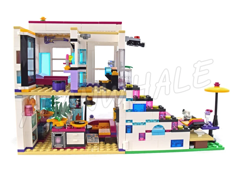 619 elementów Friends Livi's Pop Super Star House Mixed 10498 Model Klocki Konstrukcyjne Zabawki dla Dzieci Kompatybilne z