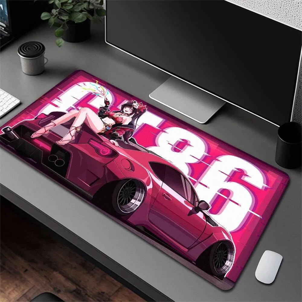 XXL Gaming-Mauspad Professionelles Anime-Girl-Design, Rutschfeste Gummimatte für Computer, HD-Bedruckte Tischmatte für E-Sports