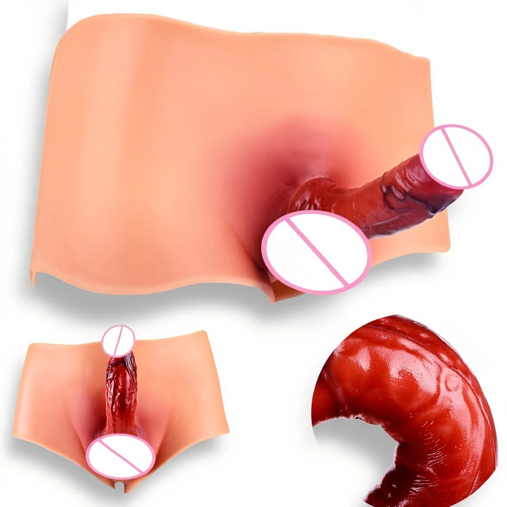 High Simulation Solid Penis Silicone Wearable Butt Plug Pants Soft Elastic Real Skin Vaginal Anus Dilator Lesbian Couple Sex Toy