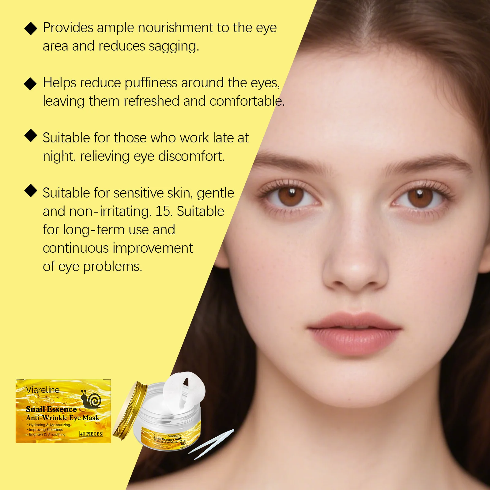 Snail Essence Moisturizing Eye Mask Fade Fine Lines Smoothing Wrinkles Anti Dark Circles Remove Eye Bags Nourishing Eye Patches