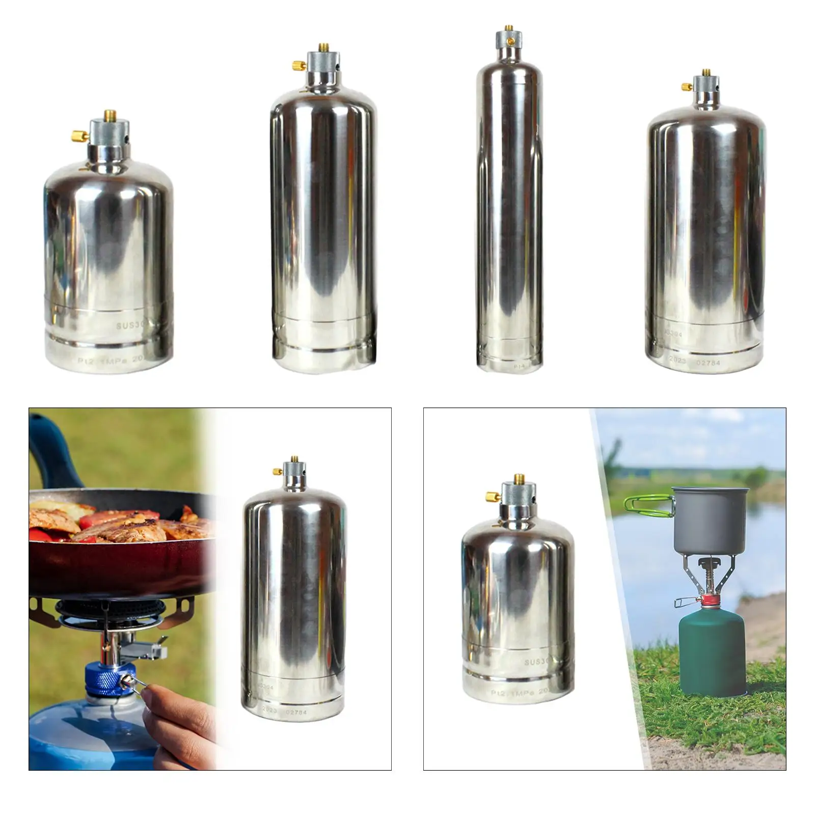 

Empty Refillable Stainless Steel Camping Gas Fuel Canister for Camping Stove for Fishing Outdoor Cooking BBQ Hiking Picnic