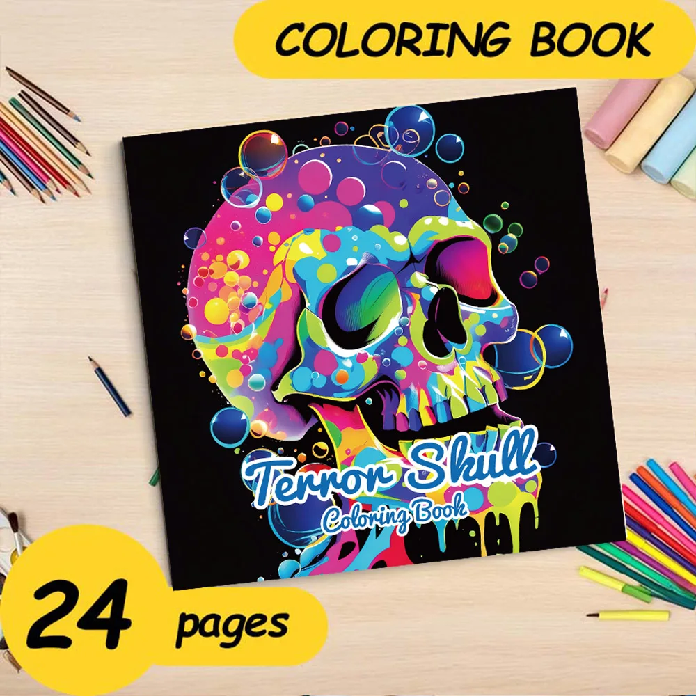 1PC Art Skull Coloring Book 24 Page For Birthday Party Relieve Stress Kill Time Graffiti Painting Drawing Adult Picture Book