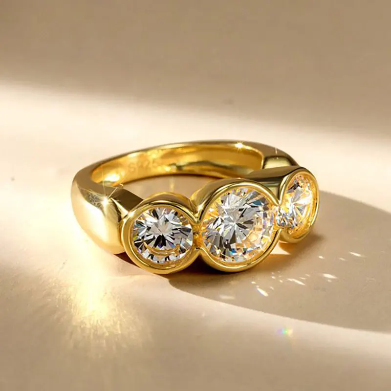 Ehhai GRA Certified 5mm&6.5mm Bezel Set Round Moissanite Ring for Women 925 Sterling Silver Wedding Engagement Ring Jewelry Gift