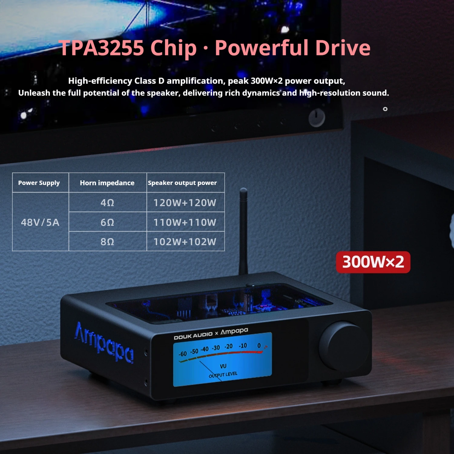 DOUK AUDIO D1 Ampapa Bluetooth Amplifier Digital Screen VU Strap 