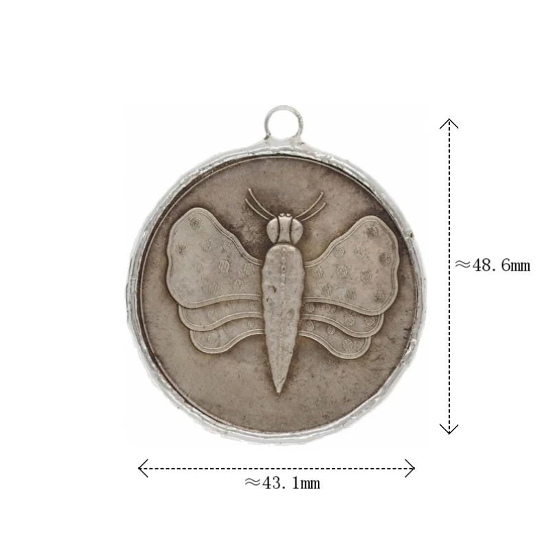 Vintage Soldered Pendant Copper Round Shape Butterfly Round Insect Handmade Jewelry DIY Accessories