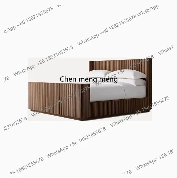 

American retro solid wood 1.8 meters double bed master bedroom bedside table hotel villa