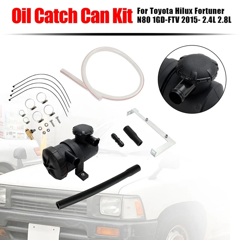 Oil Catch Can Kit OS-PROV-12 Plastic Automotive Supplies Fits For Toyota Hilux Fortuner 1GD-FTV 2015 2.4L 2.8L