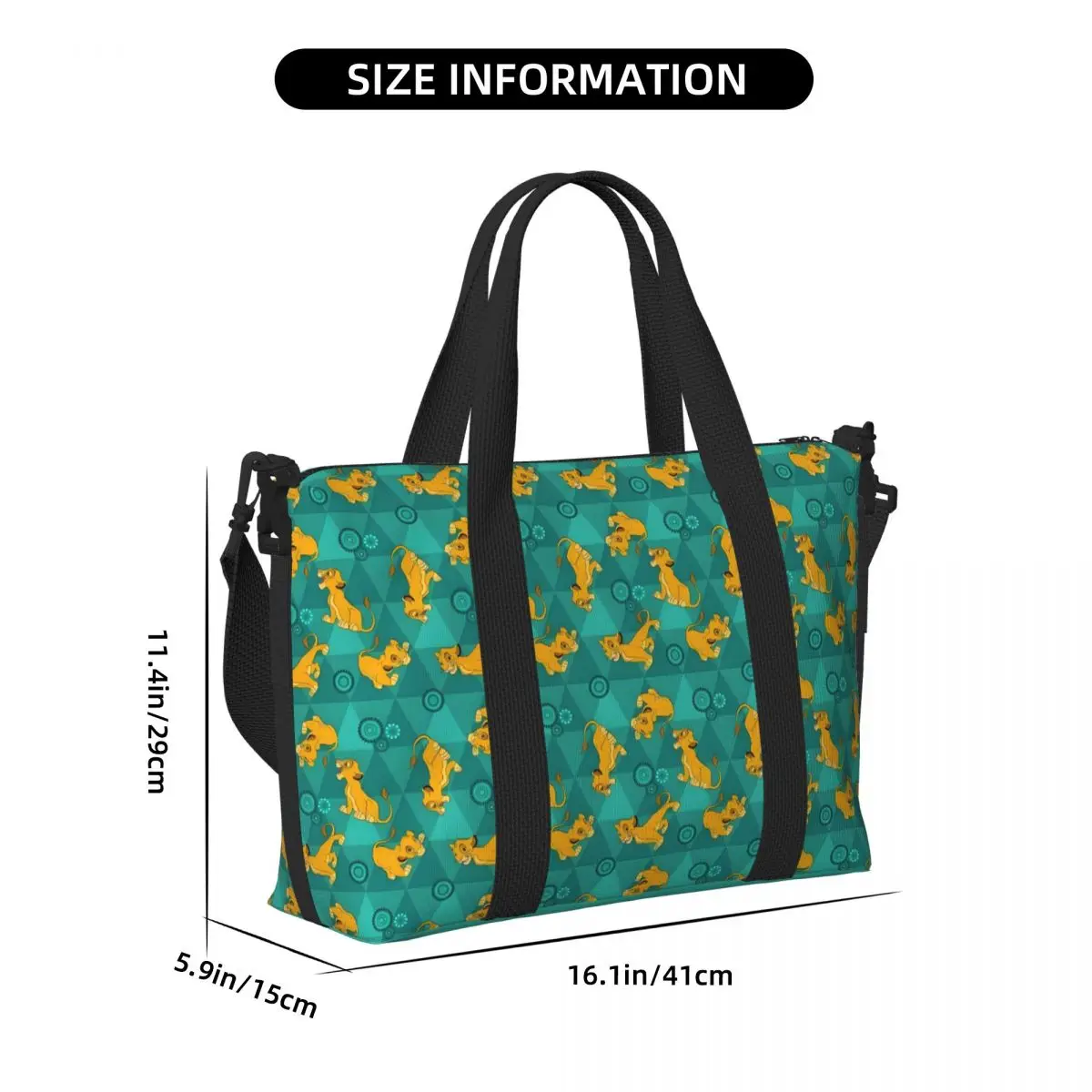 Custom The Lion King Tote Bag Women Large Capacity Simba Cartoon Gym Beach Shoulder Travel Bag