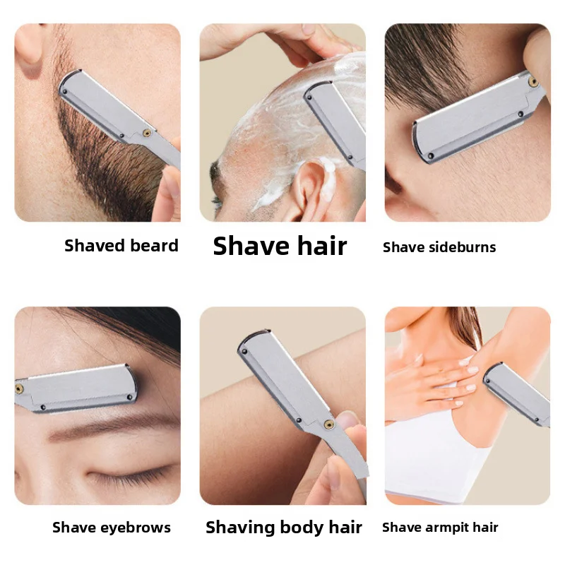 

Men Shaving Razor Manual Hair Trimmer Barber Tool for Head Face Eyebrow Shaping Stainless Steel Blade Smooth Shave