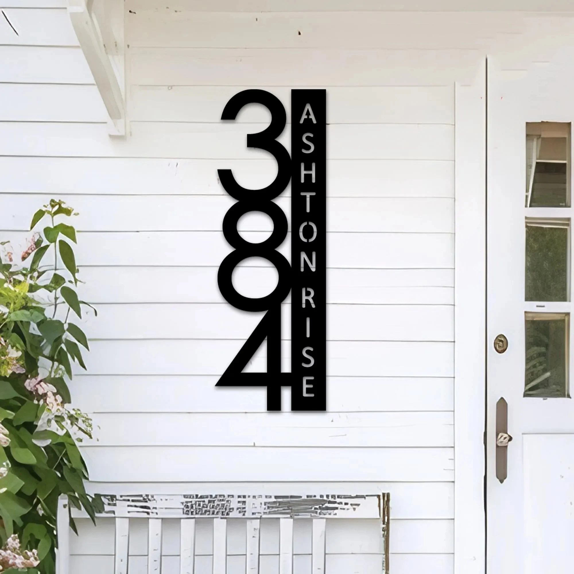 

Personalized Address Sign Modern Decor Metal House Number Sign Retro Style Outdoor Address Sign with Number & Street Name