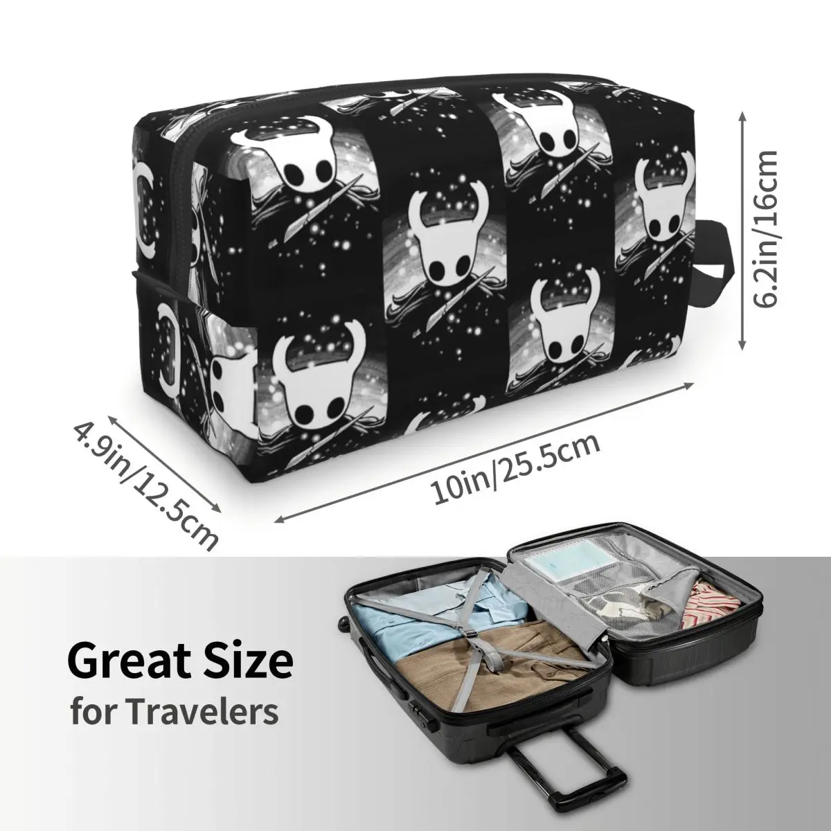 Ghost Knight Hollow Knight Game Makeup Bag Cosmetic Organizer Storage Dopp Kit Toiletry Cosmetic Bag for Women Beauty Travel
