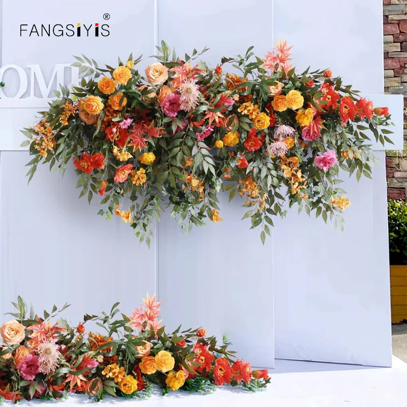 

Party Wedding Arch Decor Flower Row Window Artificial Flower Wall Arrangement Event Stage Backdrop Flowers Row Table Centerpiece