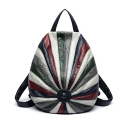 New Women 2023 Colorful Multi Usage Soft Pu Leather Backpack For Teenage Gilrs Shoulder Luxury Designer 2Sizes Retro Zipper