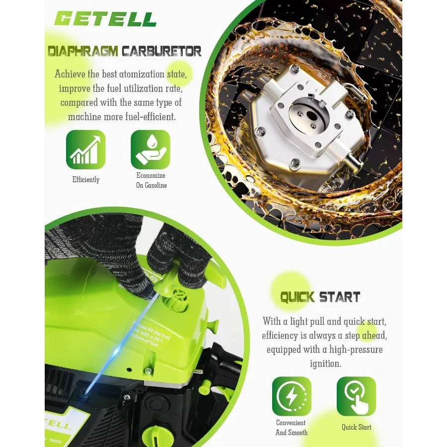 Motosserra a gás 58cc 20 polegadas 18 polegadas Bar 3,6 HP Motosserra a gás com Easy-Start Pro Anti-Vibração para Farm Ranch e Ranch H