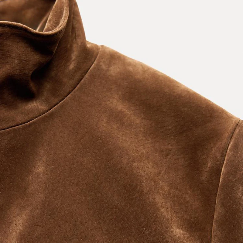 الشتاء المرأة طويلة Sve فو الجلود Jaet الوقوف طوق المخملية الملمس تنوعا ملابس خارجية تخفيف Sle ألياف البوليستر #3