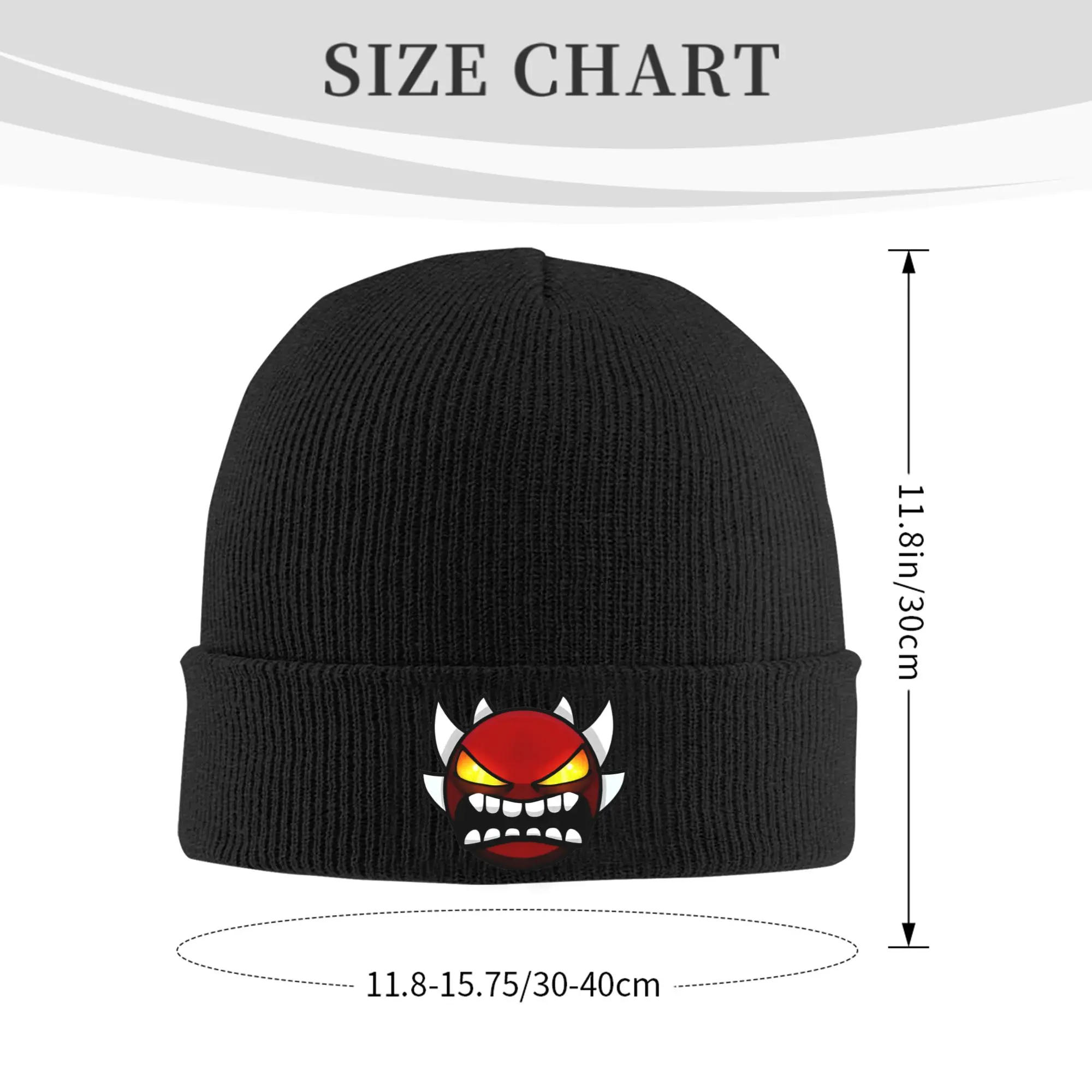 Geometry Dash Demon Hats Autumn Winter Skullies Beanies Warm  Caps Unisex Acrylic Knitted Caps