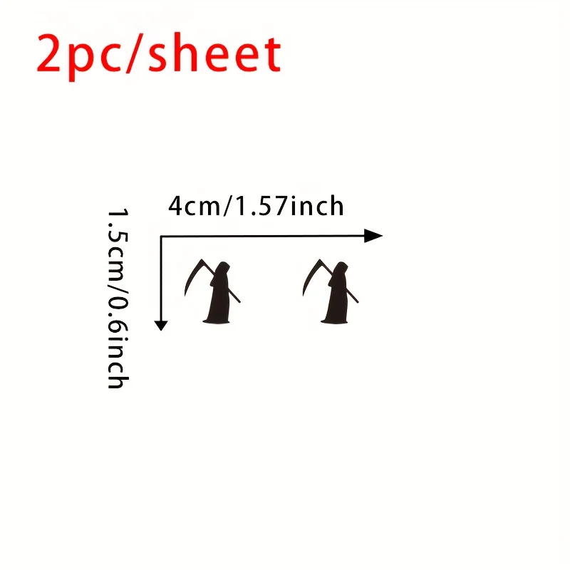 2Pcs Grim Reaper Vinyl Sticker, Car Button Decal, Waterproof Motorcycle Laptop Window Decor