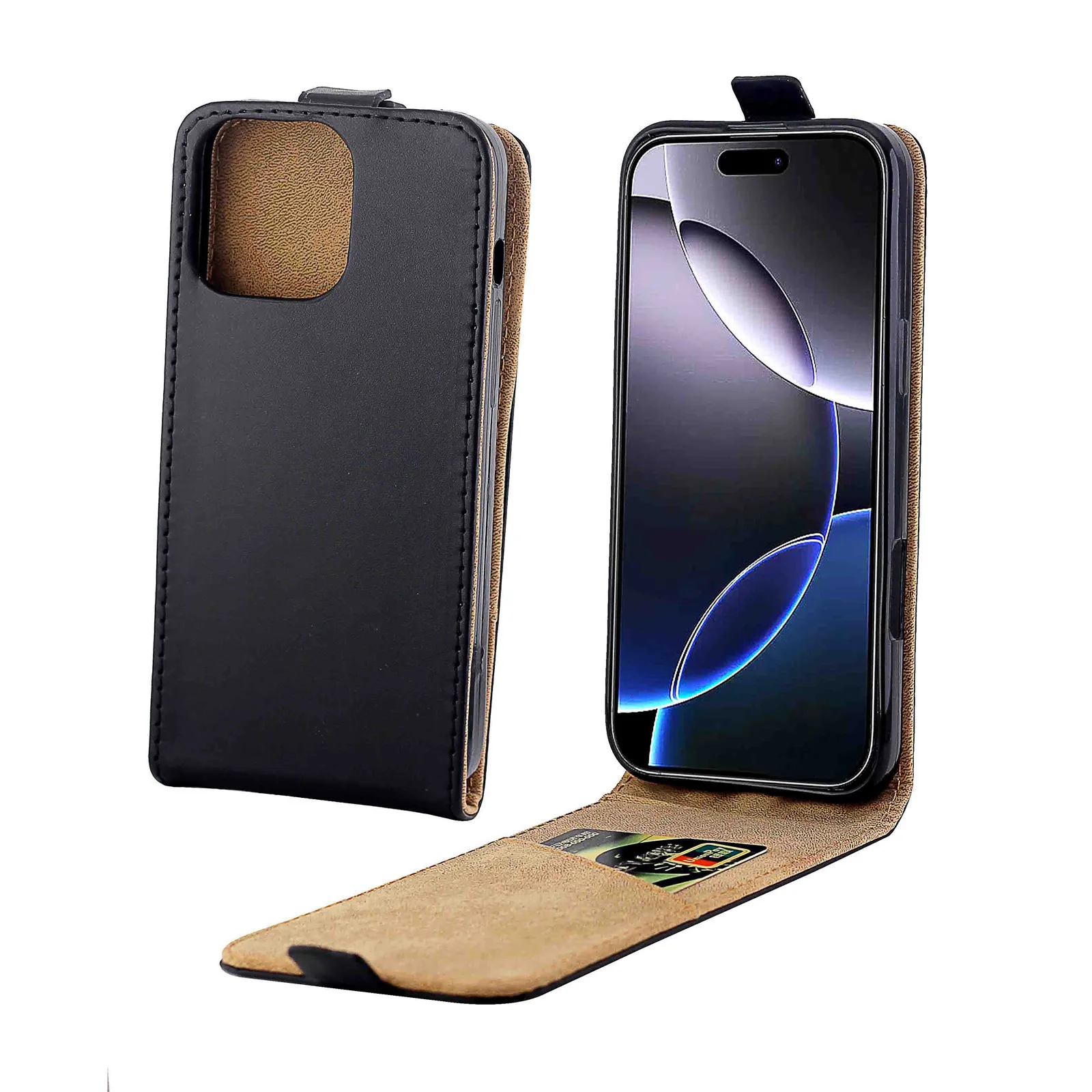 Fashion Vertical Leather Flip Case For iPhone 16 15 14 13 12 11 Pro Max 7 8 Plus X XS XR Cover Card Slot