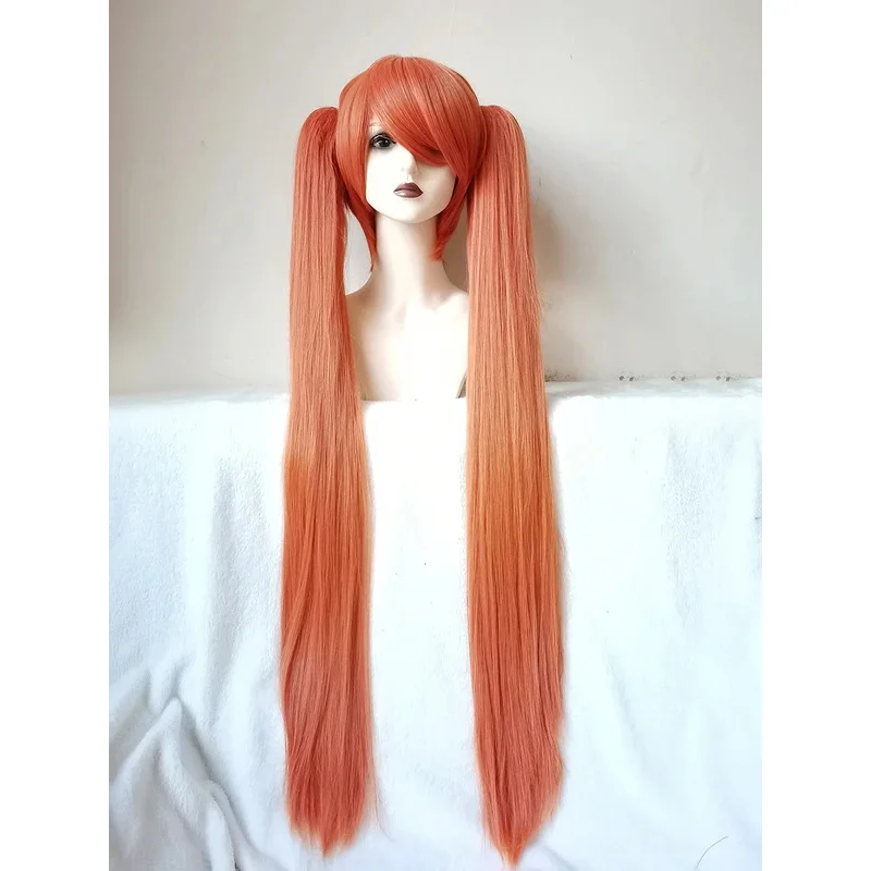 Oana Najimi long orange pink cosplay wig 2 ponytail clips Yandere Simulator heat resistant hair cosplay wigs wig cap